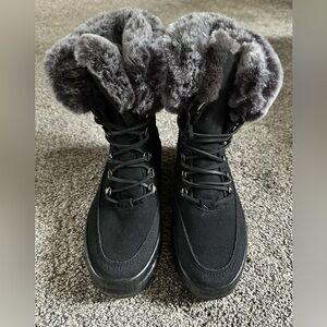 Sperry Torrent Winter Lace-Up Boots Black Womans 7M New Waterproof Faux Fir Snow